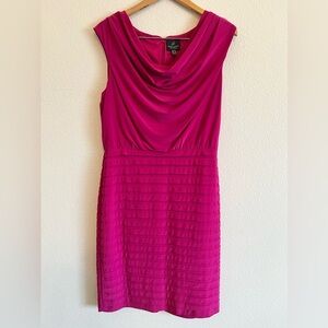 Adrianna Papell Cowlneck Sleeveless Shutter Pleated Sheath Pink Dress size 10
